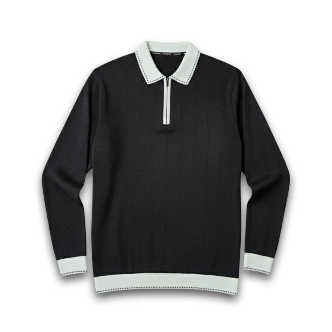 Reiss Morris Textured zip Neck polo Shirt