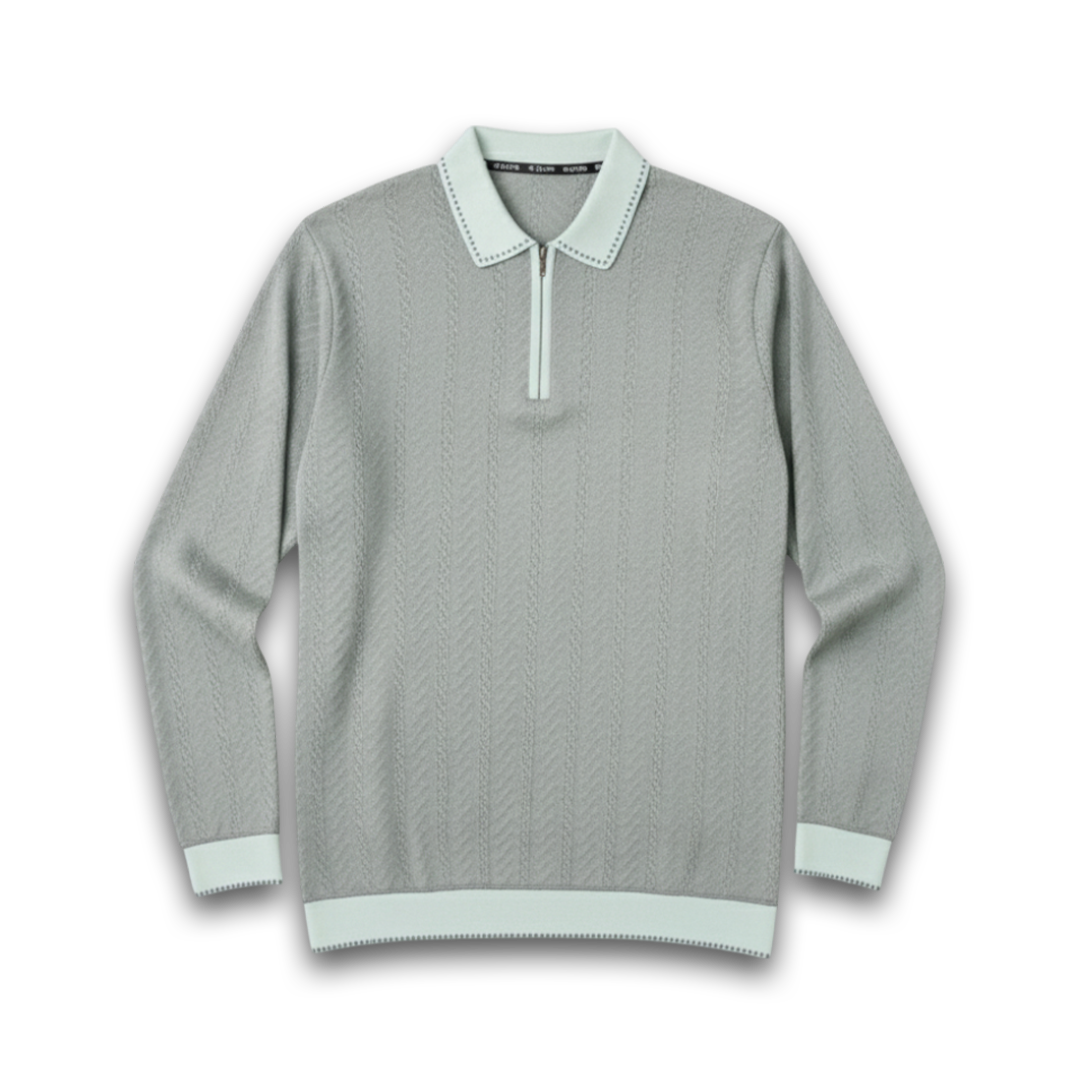 Reiss Tobago Textured Zip neck Polo Shirt